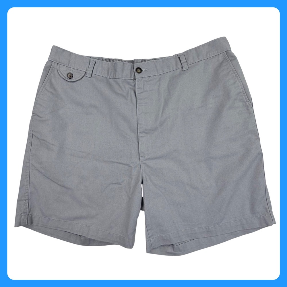 Towncraft Chino Shorts Men 42 Gray‎ Cotton Elastic Back Casual Vintage 6.5"